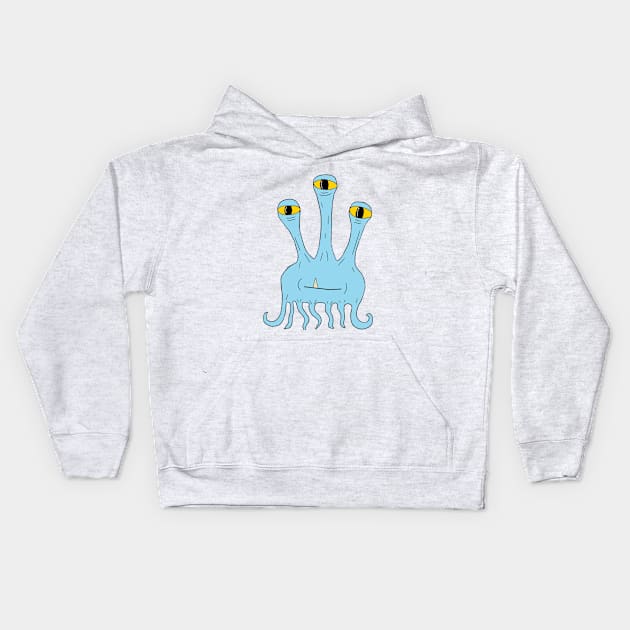 Three eyed blue alien Kids Hoodie by OzOddball